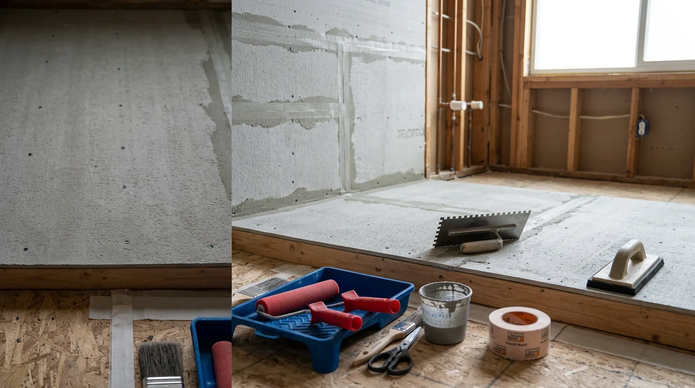 Freshly installed wall and floor tile inside a bathroom in a Salt Lake City, Utah home. Clean grout lines and a waterproofed shower surround are visible in the finished space.